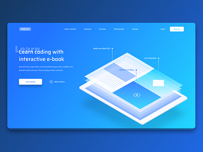 Interactive e-book Landing Page dashboard e book figma front end gradient hero landing minimalistic page ui web