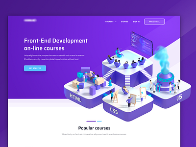 Hero Section Concept 3d code coding courses css figma frontend header hero section html illustration javascript poland ui