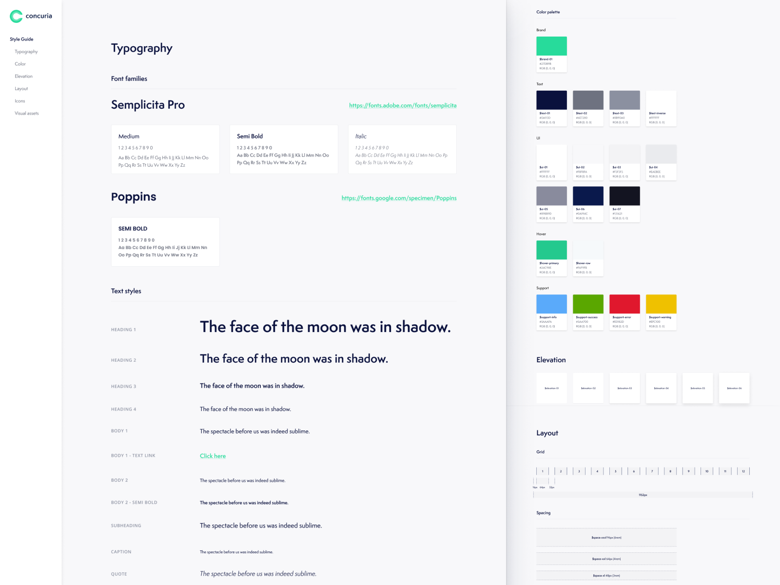 Style Guide for Concuria by Matt Wierzbicki on Dribbble