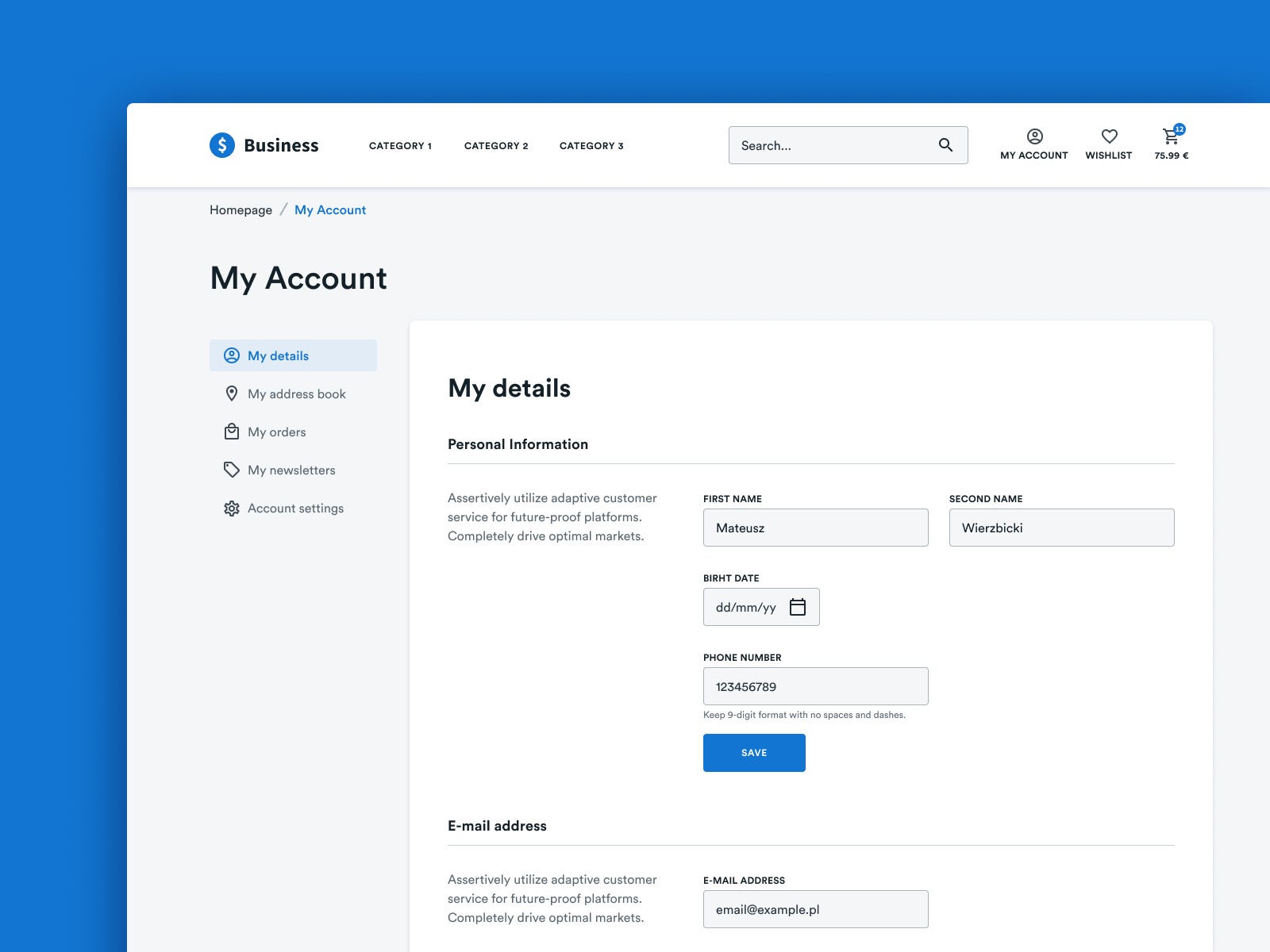 E commerce My Account Page By Matt Wierzbicki On Dribbble E commerce My Account Page By Matt Wierzbicki On Dribbble