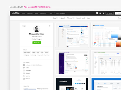 Dribbble - designed with Ant Design UI Kit for Figma ant design design system figma figmadesign reactjs redesign style guide uikit