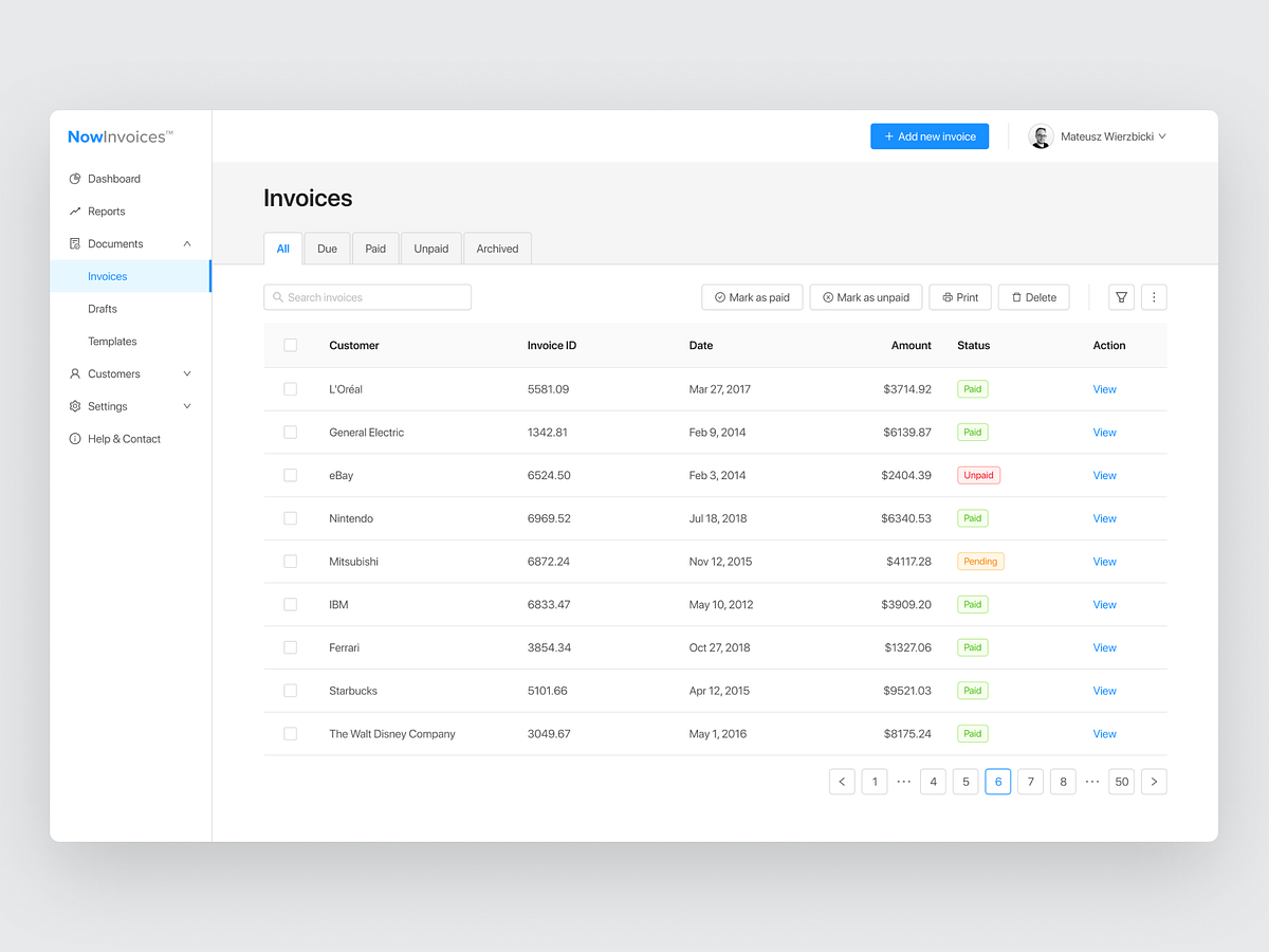 Invoicing Platform Design - Tutorial by Matt Wierzbicki on Dribbble