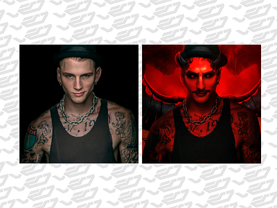 MGK, RAP DEVIL - ALBUM COVER ad album cover cover graphic design manipulation mgk photo manipulation rap devil