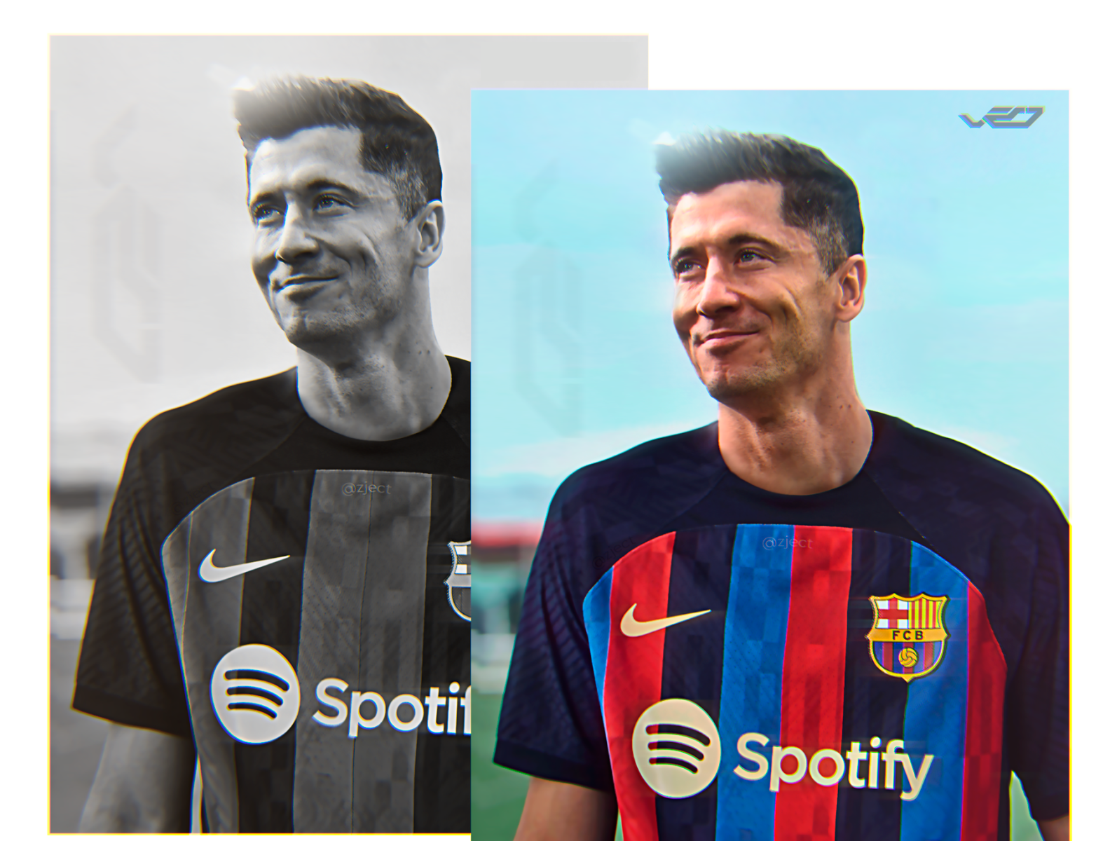 Robert Lewandowski to FC Barcelona ad advertising design graphic design manipulation