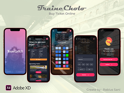 Online Railway Ticket System App Design adobe xd app design app ui design design online ticket ui ui ux design uiux user experience ux