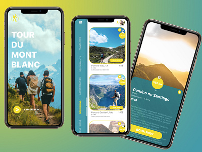 Mobile app design for hikers / Travel app travel ui