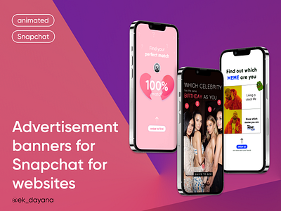 Advertisement banners for Snapchat for websites animation branding design graphic design illustration logo typography ui ux vector