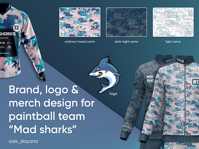 Brand, logo & merch design for paintball team "Mad sharks" 3d animation branding design graphic design illustration logo merch merch design motion graphics typography ui ux vector