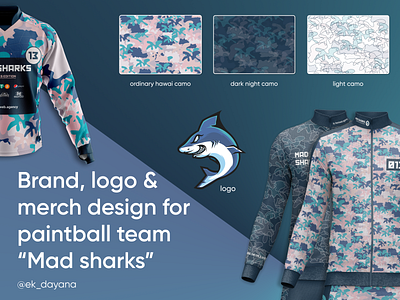 Brand, logo & merch design for paintball team "Mad sharks"