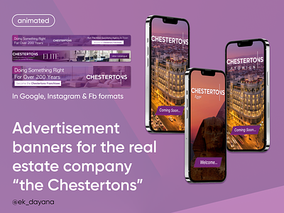 Advertisement banners for the real estate "the Chestertons" ad adv campaign animation banners design design fb banners google banners graphic design illustration ui ux