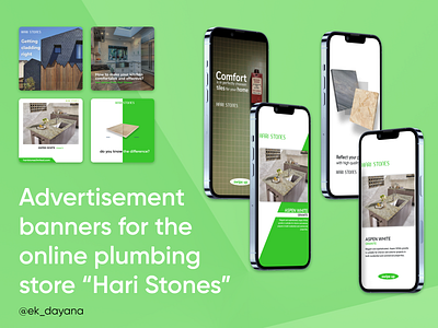 Advertisement banners for online plumbing store “Hari Stones" 3d adv animation banners branding facebook graphic design instagram logo motion graphics ui ux