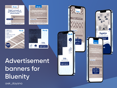 Advertisement banners for Bluenity