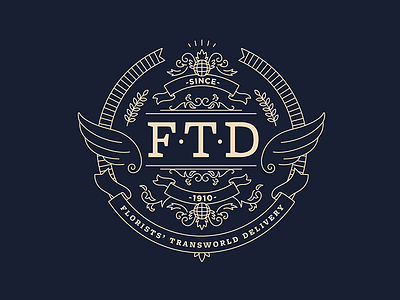 Florists' Transworld Delivery Rebrand delivery flower global logo monoline seal stamp wings