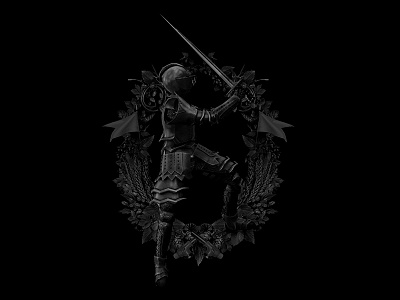 Knight Wreath- Art for beer label project barley beer black blackonblack dark illustration knight mysterious photoshop sword welder wrath