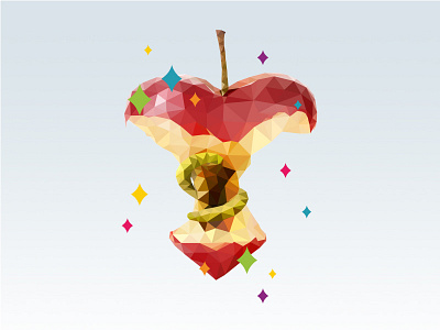 Rotten Apple core illustration apple consumerism core electronic low poly red rotten shopping snake stars worm