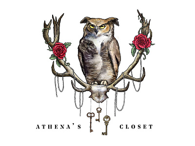 Athena's Closet antlers athena beads brand closet drawing keys owl pen photoshop roses vintage