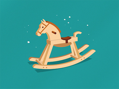 Rocking Horse & Dust Bunnies horse illustration rocking toy vintage wood wooden