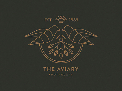 The Aviary logo apothecary aviary birds emblem logo monoline seal