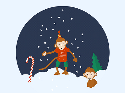 Holiday Monkeys cute holidays illustration monkey monkeys procreate snow snowglobe