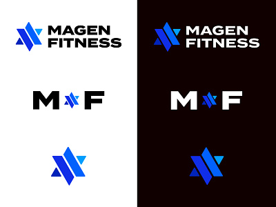 Magen Fitness Logo system blue blues fitness logo logos logosystem simple star of david