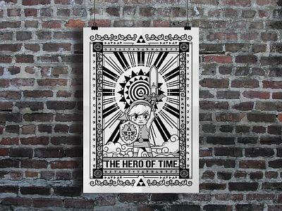 Hero Of Time Poster gaming illustration link mockup nintendo poster shield sword video games zelda