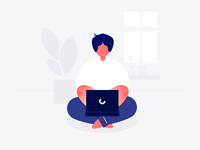 Zen Mode On boy character computer figma illustraion man meditation office productive