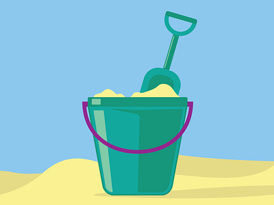 Day 1 - Beach Day art beach bucket design prompt san diego sand shovel vector