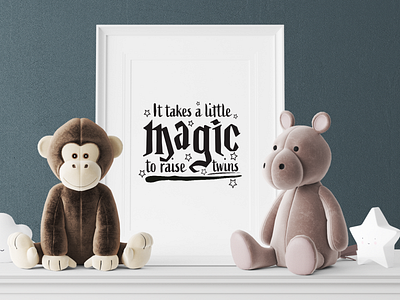 It takes a little magic to raise twins art logo design printable svg vector