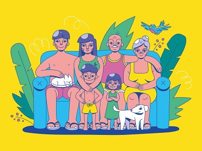 Family 2d character color creative drawing family flat illustration illustrator inspiration