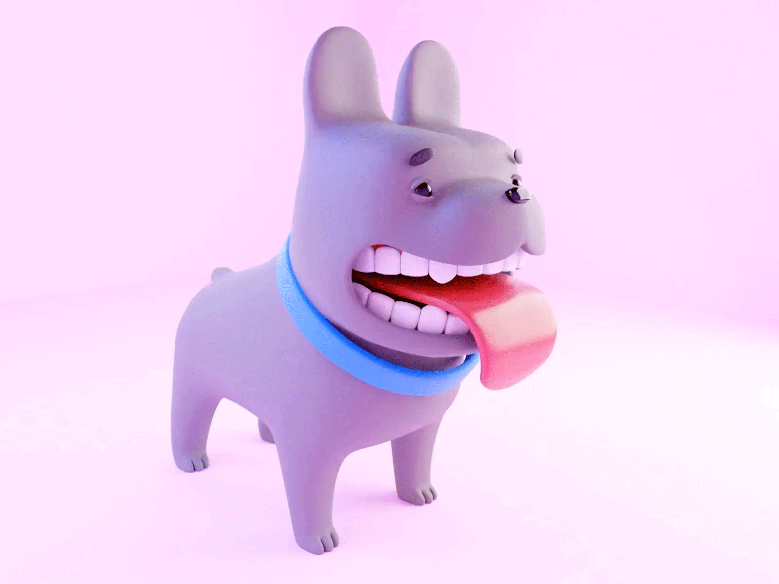 Doggo breathing 3d animation character color creative cute dog frenchie tongue