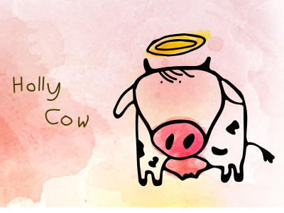 Holy Cow cute doodle fun hand draw holly cow