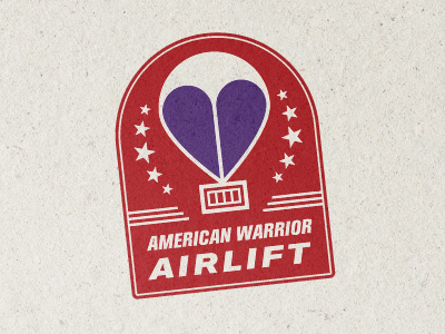 American Warrior Airlift airlift american heart logo parachute purple red stars stripes veterans warrior
