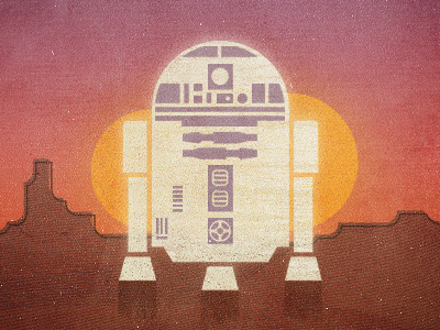 R2-D2 on Tatooine cloud cloudapp illustration robot star wars sunsets