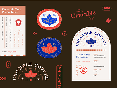 Crucible Coffee Outtakes branding coffee illustration japanese logo stencil