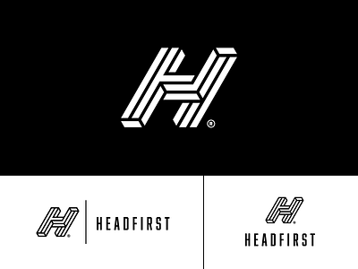 Headfirst black h impossible shape letter logo white