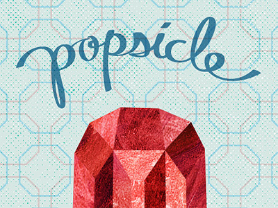 Ruby Popsicle 2 blue facets food gem illustration pattern popsicle red ruby script
