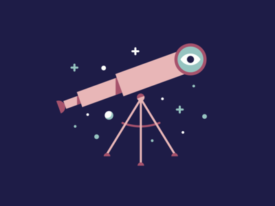 Watch the Sky eye illustration stars telescope