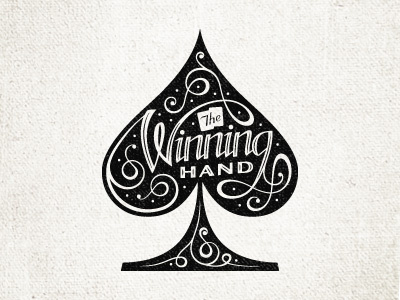 The Winning Hand 2 ace cards lettering script spade type typography