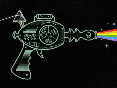 Raygun52: The Refraculator dark side of the moon gun illustration pew pink floyd prism rainbow skull