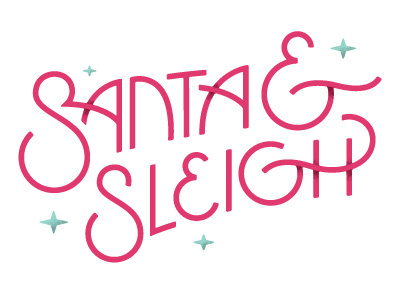 Santa & Sleigh lettering typography