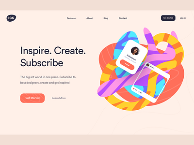 ICS Landing Page Concept app art branding clean colors design hero banner illustration inspiration landing ui web webdesign