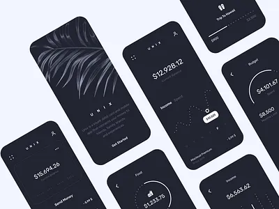 Unix Dark Mode app app design bank bank app banking branding business clean dashboard design finance illustration inspiration ios ui