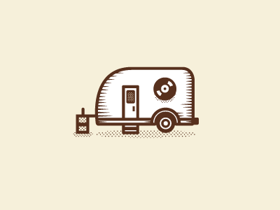 Little Traila' branding brown cream design icon illustration simple trailer