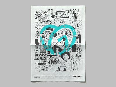 New stuff for GoDaddy art direction branding design illustration poster swag