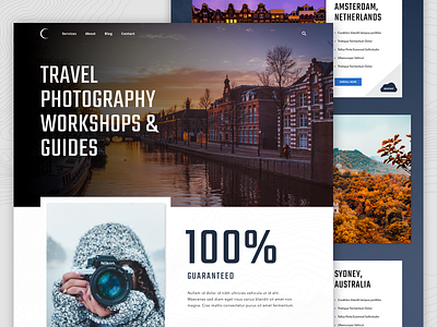 Travel Photography Workshops and Guides Concept classes interface page photography ui design ux design web design web page website workshop