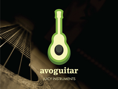 Avoguitar - Juicy Instruments avocado guitar instruments logo mark music