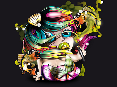 Character design - baby mermaid characterdesign illustration streetart vector
