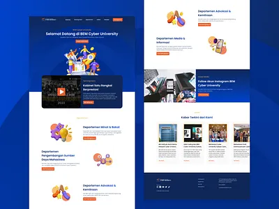 Organization Web Design : BEM Cyber University Website 3d bem branding design graphic design landing page mockup organization student ui web design website