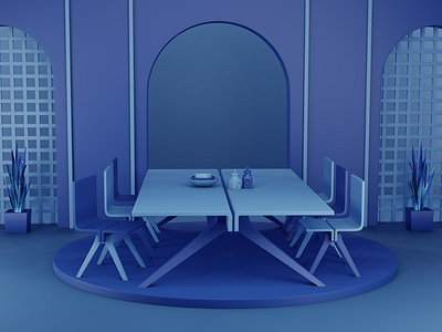 3D Abstract art dining table and chairs