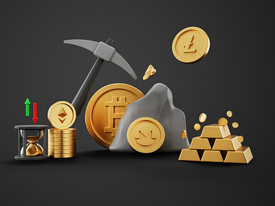 Cryptocurrency 3d icons